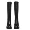 SOVANYOU Black Leather Platform Knee High Boots Women Chunky Block Heel Square Toe Side Zip