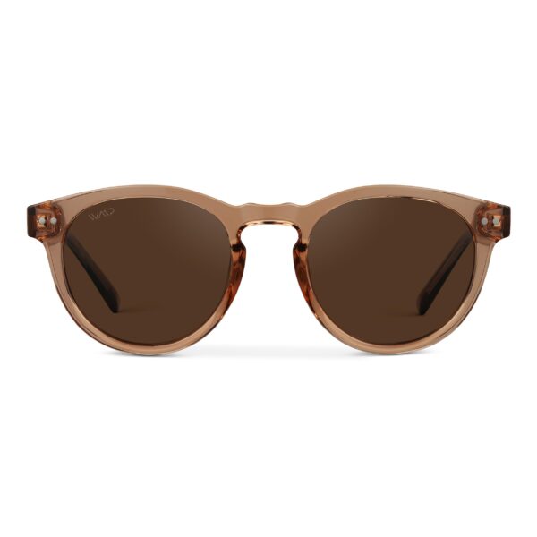 Round Polarized Sunglasses Women Retro UV400 Protection Driving Everyday Light Crystal Brown Brown Lens