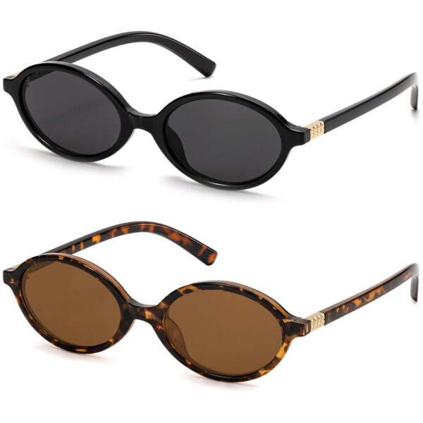 ViewJoy Retro Oval Sunglasses Women Vintage 90s Y2K Designer 2 Pack