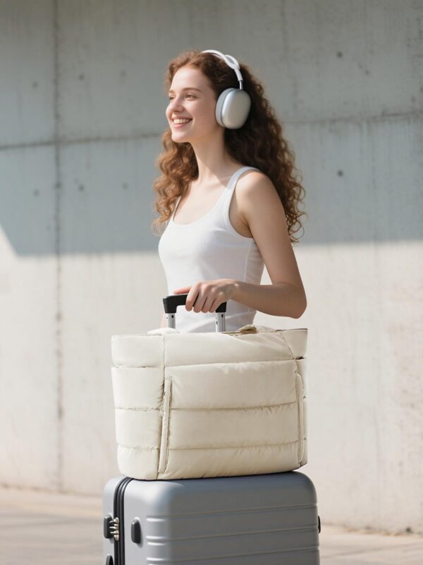 Bagstellar Women Puffer Tote Bag Lightweight Quilted Shoulder Handbag Work School Travel Gym