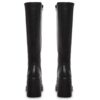 SOVANYOU Black Leather Platform Knee High Boots Women Chunky Block Heel Square Toe Side Zip