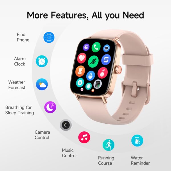 Women Smart Watch 1.85" HD Smartwatch iPhone Android Call 100+ Sport Modes Fitness Tracker Heart Rate Sleep SpO2 IP68 Waterproof 2 Bands