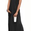 61ceyasLBOL GRECERELLE Women Summer Casual Maxi Dress Loose Split Long Sun Dress Pockets Black M