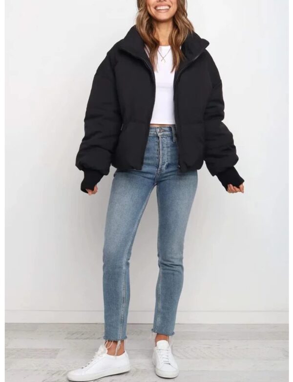 61pVkBLBTFL Gihuo Women Winter Cropped Puffer Jacket Quilted Short Warm Coat Black S