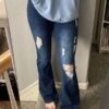 PEIHOT Women High Waisted Bell Bottom Jeans 90s Ripped Stretchy Flare Wide Leg Bootcut Denim