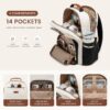 LOVEVOOK Women Laptop Backpack 15.6 Inch Waterproof Travel Work Business College Bag Cup Pocket Beige Black Brown