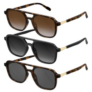 WearMe Pro Women Polarized Round Retro Double Bridge Vintage Sunglasses