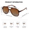SOJOS Retro Polarized Aviator Sunglasses Women Men Vintage 70s 80s Square SJ2174 Amber Brown Tortoise