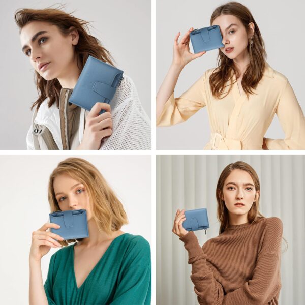 Airkit Small Women Wallet RFID Blocking Soft Leather Bifold Card Holder Zipper Coin Pocket ID Window
