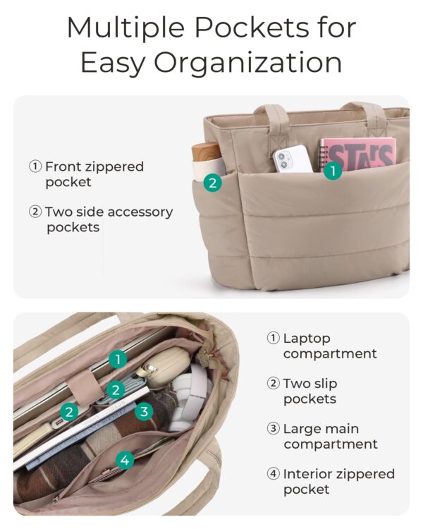 LOVEVOOK Women Laptop Backpack 15.6 Inch Waterproof Travel Work Business College Bag Cup Pocket Beige Black Brown