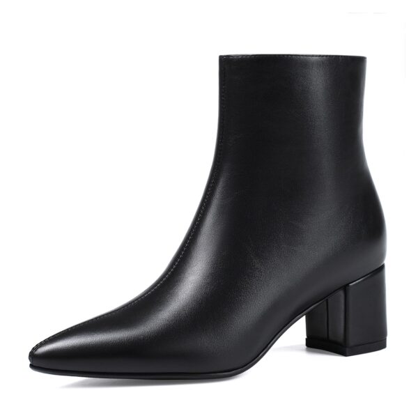 71GBSLeR8xL Abbleet Women Ankle Boots Pointed Toe Chunky Block Heel Low Heel Booties Black 7