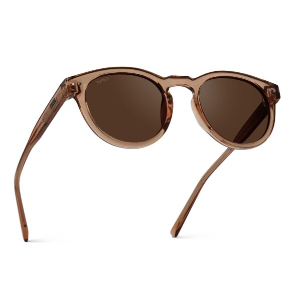 Round Polarized Sunglasses Women Retro UV400 Protection Driving Everyday Light Crystal Brown Brown Lens