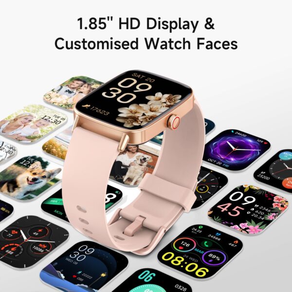 Women Smart Watch 1.85" HD Smartwatch iPhone Android Call 100+ Sport Modes Fitness Tracker Heart Rate Sleep SpO2 IP68 Waterproof 2 Bands