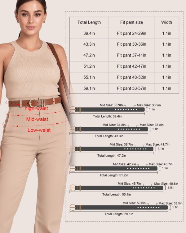 XZQTIVE 3 Pack Women Leather Waist Belts Jeans Dresses Pants Gold Buckle