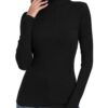 71SU+xKeE-L PALINDA Women Ribbed Turtleneck Fitted Long Sleeve Thermal Layering Top Black S