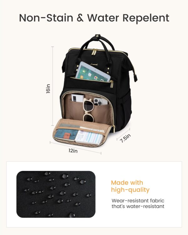 LOVEVOOK Women Laptop Backpack 15.6 Inch Waterproof Travel Work College Daypack Tumbler Holder Black