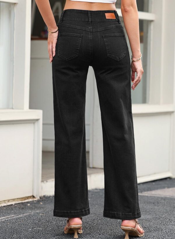 Sidefeel Women High Waisted Straight Leg Jeans Stretchy Tummy Control Ankle Denim Black 12