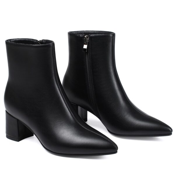 71Z+O476pjL Abbleet Women Ankle Boots Pointed Toe Chunky Block Heel Low Heel Booties Black 7