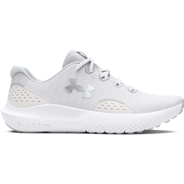 71aIkkGBjvL Under Armour Women Charged Surge 4 Running Shoes White Gray Metallic Silver 8 US
