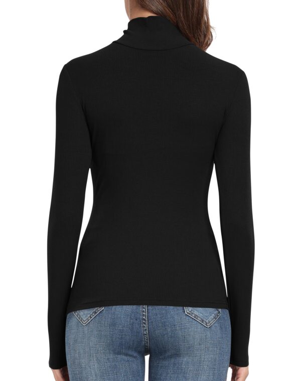 71c2aZQ4ITL PALINDA Women Ribbed Turtleneck Fitted Long Sleeve Thermal Layering Top Black S