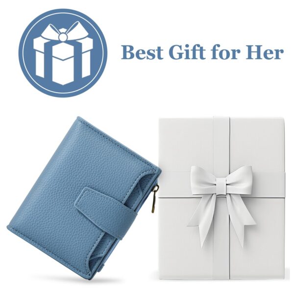 Airkit Small Women Wallet RFID Blocking Soft Leather Bifold Card Holder Zipper Coin Pocket ID Window