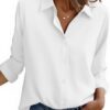 Zeagoo Women Button Up Collared Shirt Long Sleeve Blouse Business Casual White XL