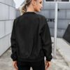 Zeagoo Women Quilted Bomber Jacket Short Coat Black Large