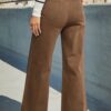 Dokotoo Women High Waisted Baggy Wide Leg Jeans Stretch Denim Brown 10