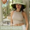 Women Wide Brim Sun Hat Ponytail Gardening Beach Summer Cotton Breathable Fold-Up Brim Green