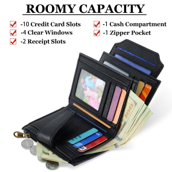 Airkit Small Women Wallet RFID Blocking Soft Leather Bifold Card Holder Zipper Coin Pocket ID Window