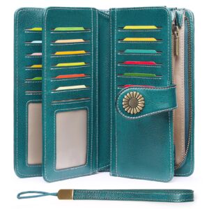 SENDEFN Women Leather Wallet Credit Card Holder RFID Blocking Large Capacity Wristlet