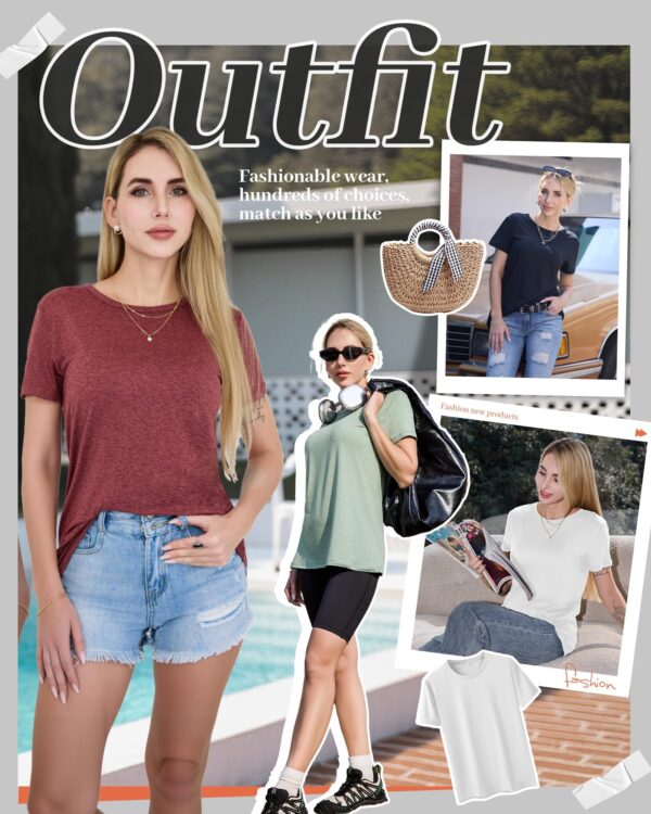81Gj15SJn0L GAYHAY 3 Pack Womens T-Shirts - Short Sleeve Spring Summer Tops Crew Neck Trendy Casual Work Soft Basic Tees for Ladies