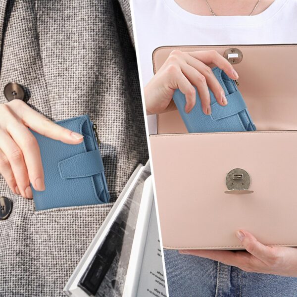 Airkit Small Women Wallet RFID Blocking Soft Leather Bifold Card Holder Zipper Coin Pocket ID Window