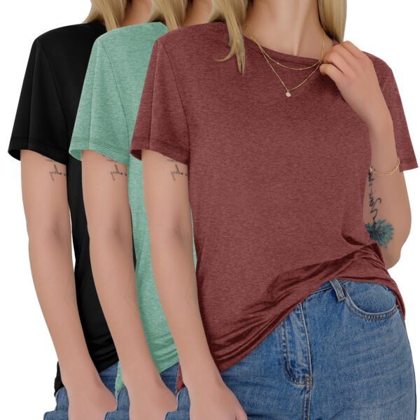 81UpVb+lxxL GAYHAY 3 Pack Womens T-Shirts - Short Sleeve Spring Summer Tops Crew Neck Trendy Casual Work Soft Basic Tees for Ladies