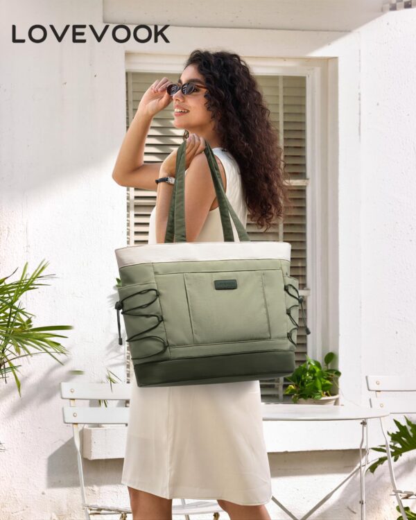 LOVEVOOK Women Puffer Tote Bag Large Cup Holder Lightweight Shoulder Handbag Travel Work Gym