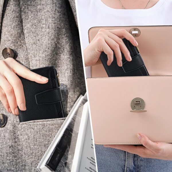 Airkit Small Women Wallet RFID Blocking Soft Leather Bifold Card Holder Zipper Coin Pocket ID Window