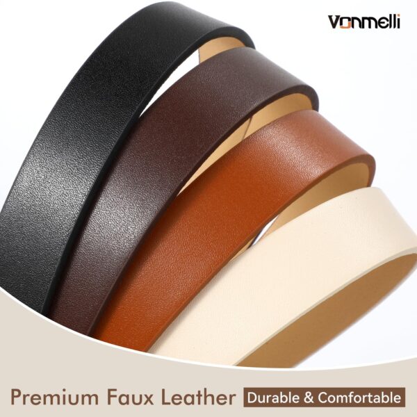 VONMELLI 4 Pack Women Thin Leather Skinny Waist Belts Gold Buckle Black Brown Coffee Beige S